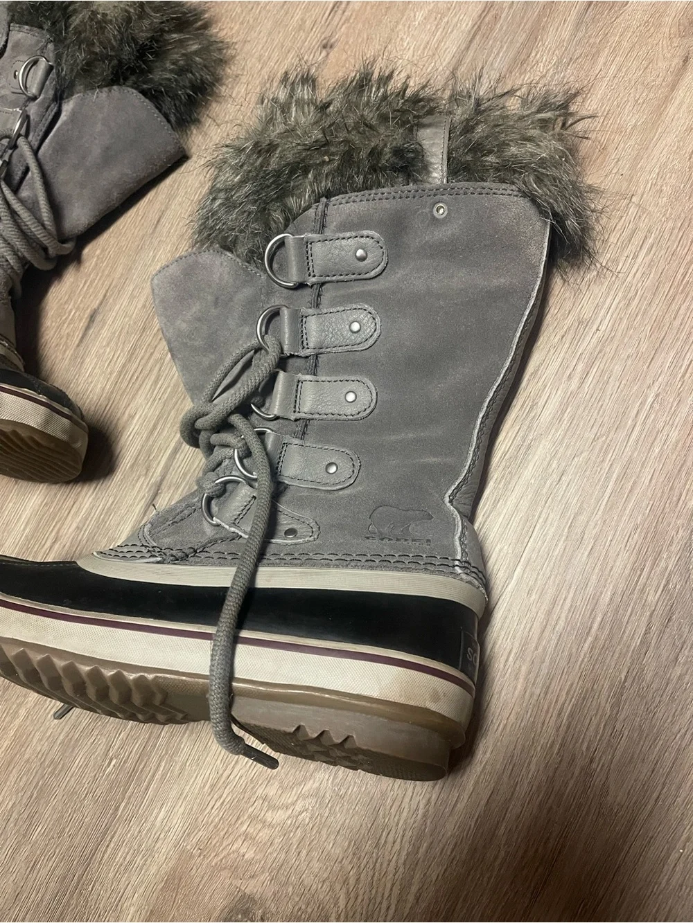 Sorel Joan of Arctic - Quarry, Black Tall Furry Snow Boots